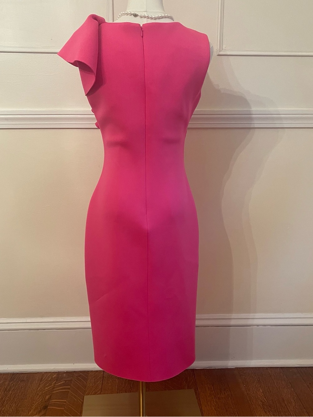 Eliza J Hot Pink One-Shoulder Ruffle Sheath Dress - Picture 3 of 5